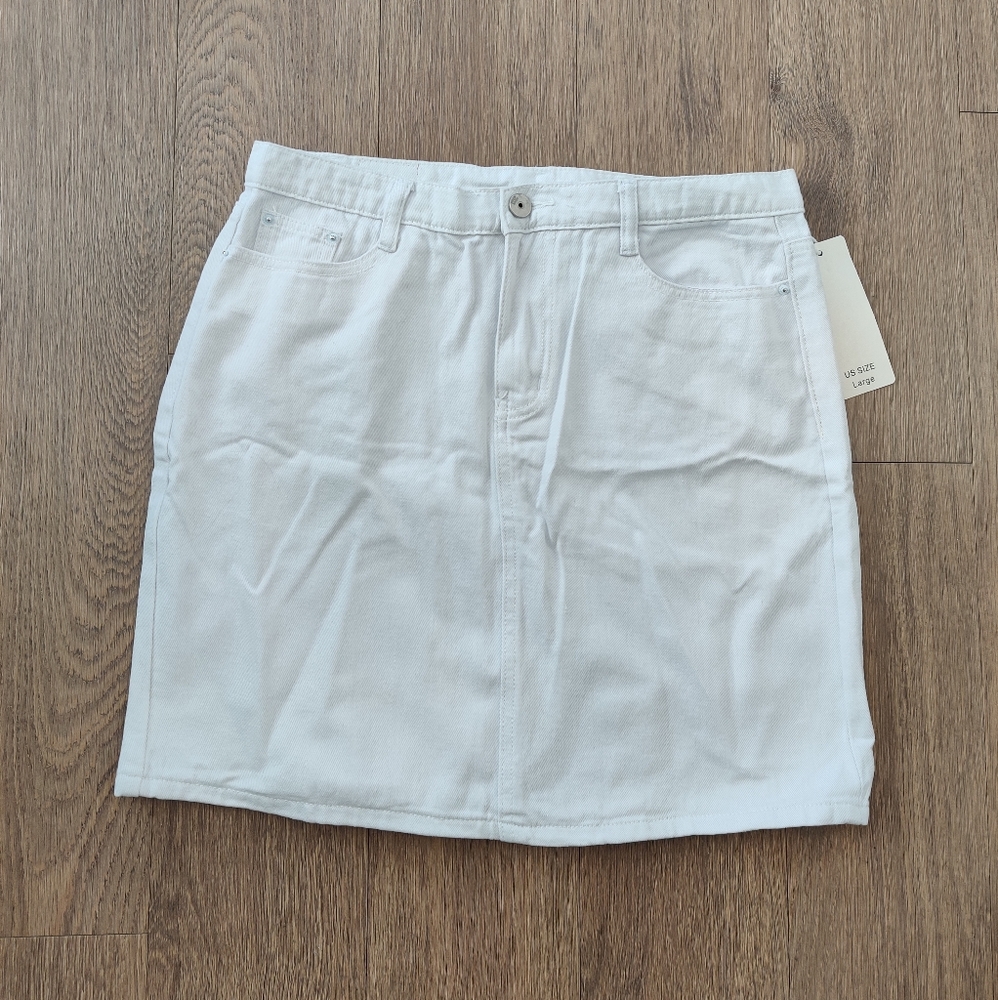 ChouYatou White Denim Classic Mini Pencil Skirt